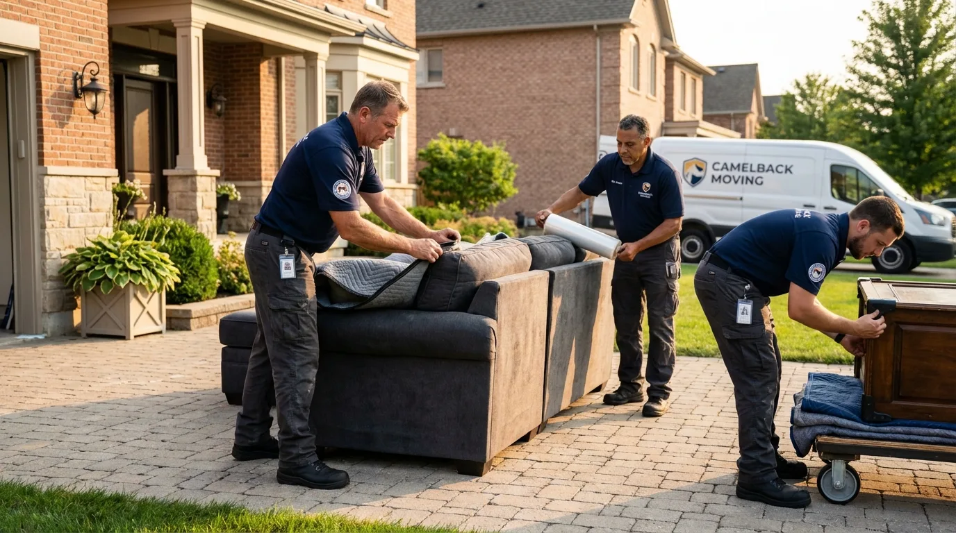 Large estate moving crew wrapping furniture in Kailua, HI